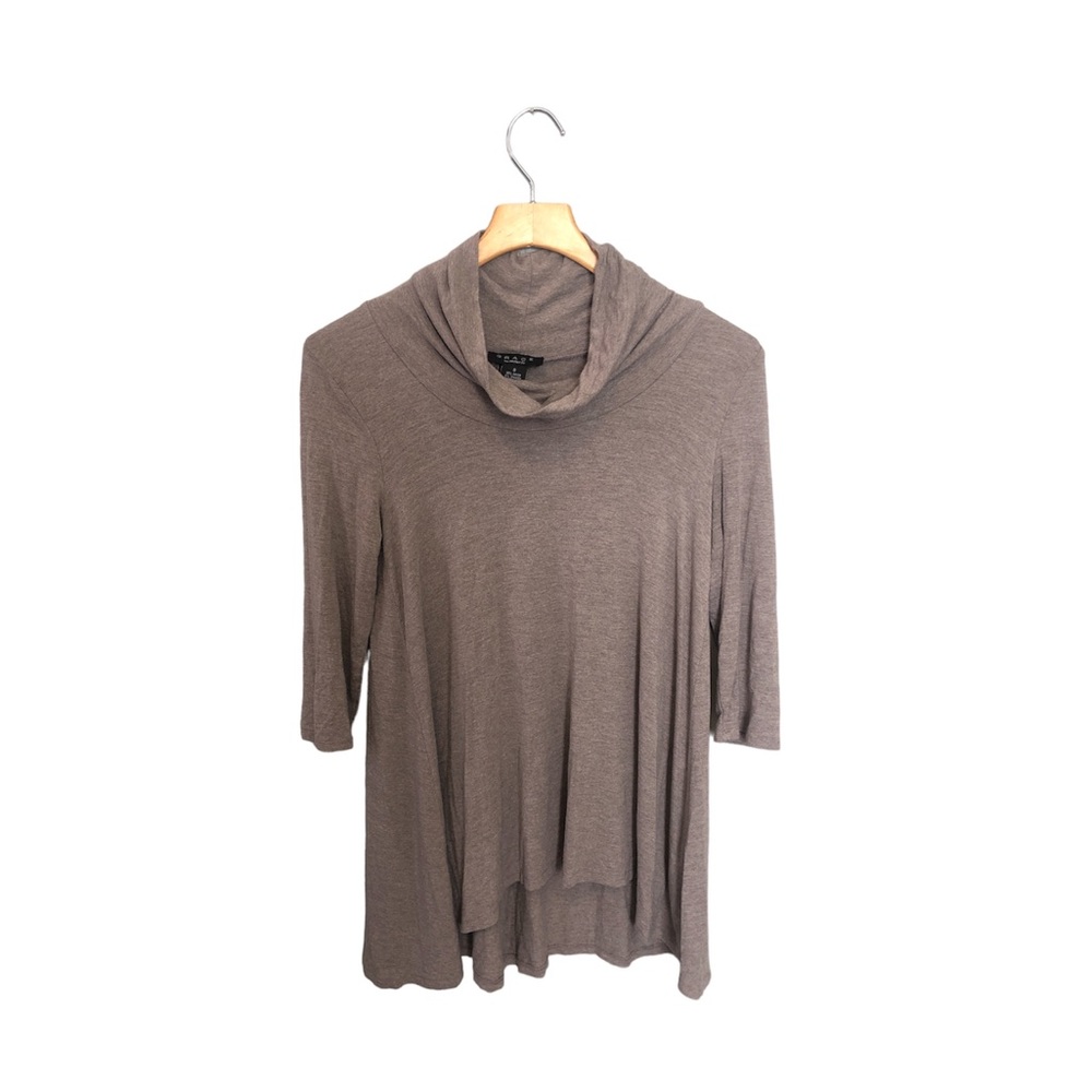 Grace Brown Cowl Neck Tunic Top Small